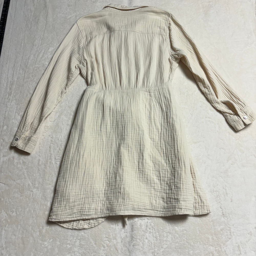 Rails Womens Nadia Tie Dress Size Medium Flax Cotton Gauze Long Sleeve Buttons - Picture 8 of 14